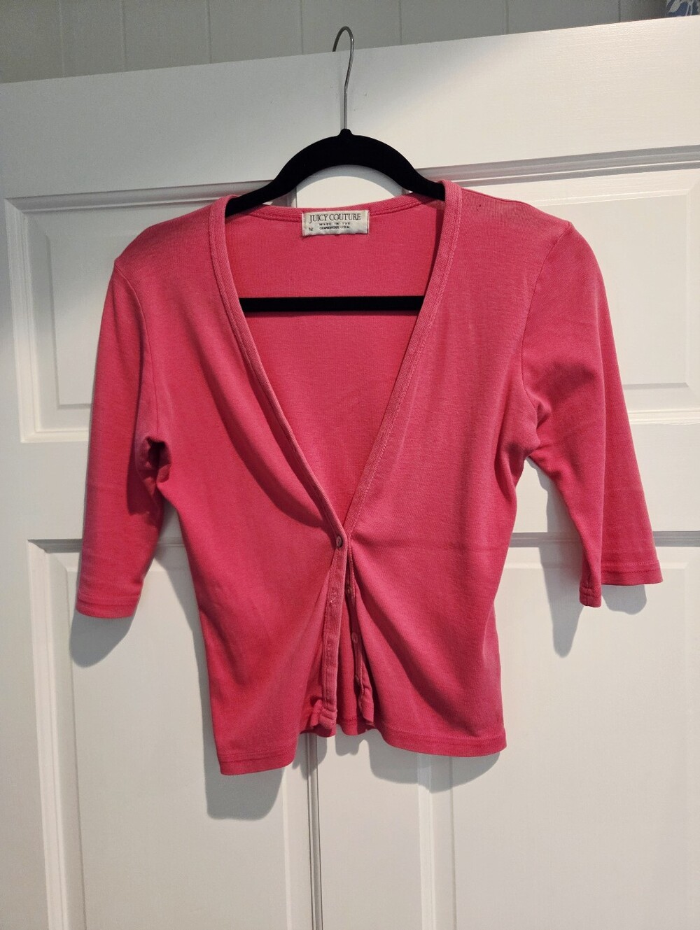 Juicy Couture Hot Pink Short Sleeve Button Cardigan